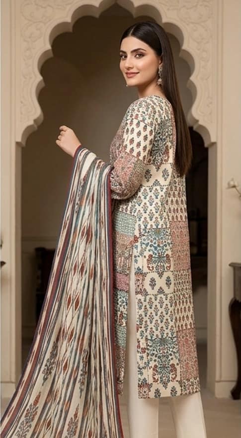 SAPPHIRE . Premium quality digital printed lawn, Digital printed voile dupatta, Comfort plain dyed trouser