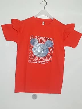 Girls lycra t-shirt Clr - Tomato Red - 1