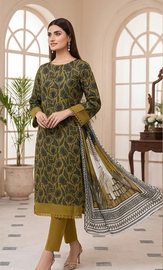 SAPPHIRE . Premium quality digital printed lawn, Digital printed voile dupatta, Comfort plain dyed trouser thumbnail 1