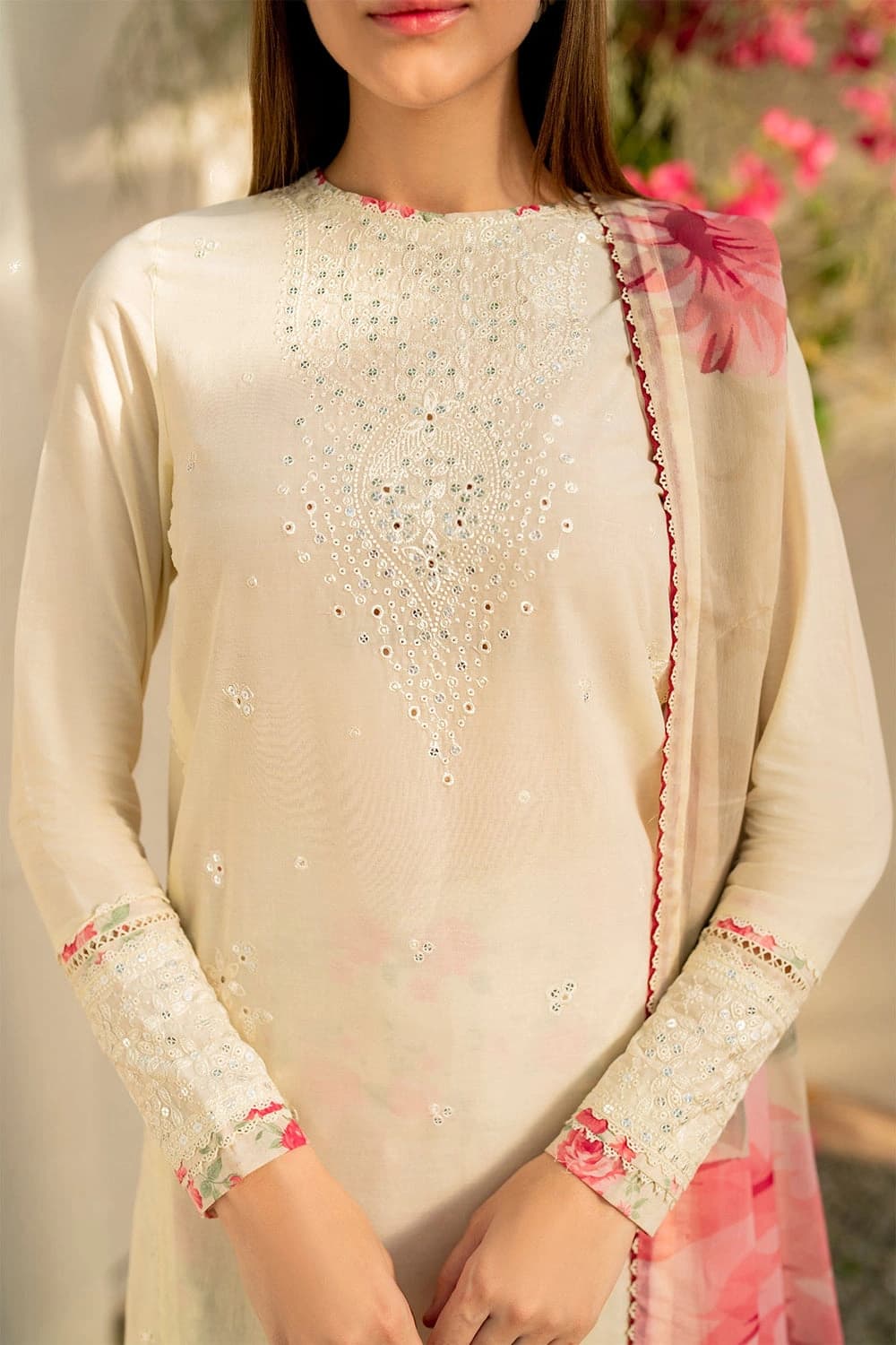 JAZMIN . 3 PIECE EMBROIDERED LAWN SUIT - Unstitched thumbnail 4
