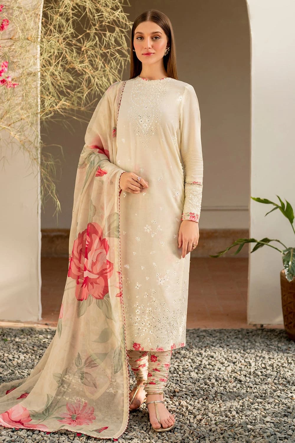 JAZMIN . 3 PIECE EMBROIDERED LAWN SUIT - Unstitched thumbnail 2