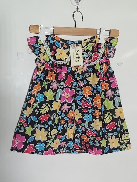 Girls black and off-white floral suit thumbnail 1
