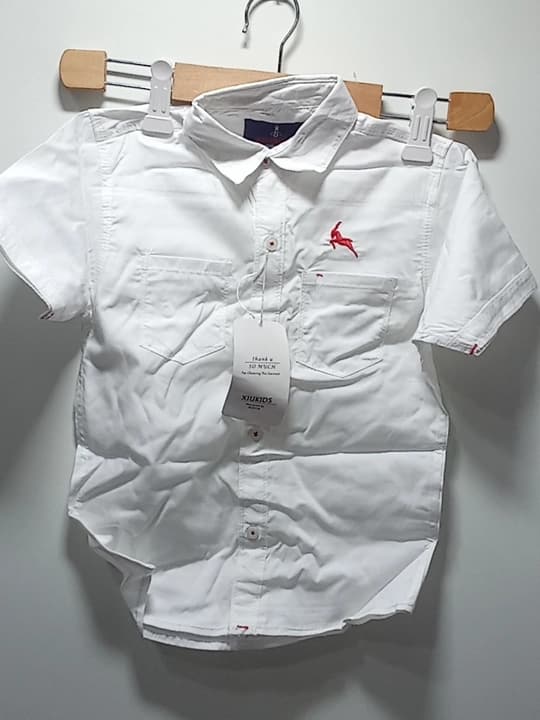 White plain cotton dress shirt for boys