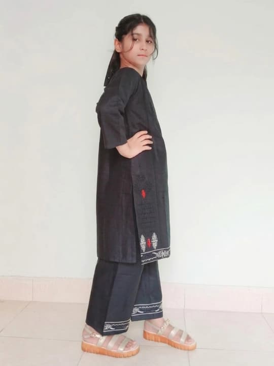 Embroidered doriya lawn shirt and plazo trouser - black - 00026