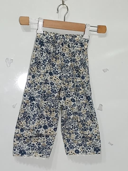 Girls skin charcole floral print frock with trouser 2pc
