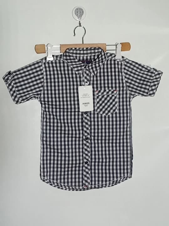 White and black checks casual shirt for boys
